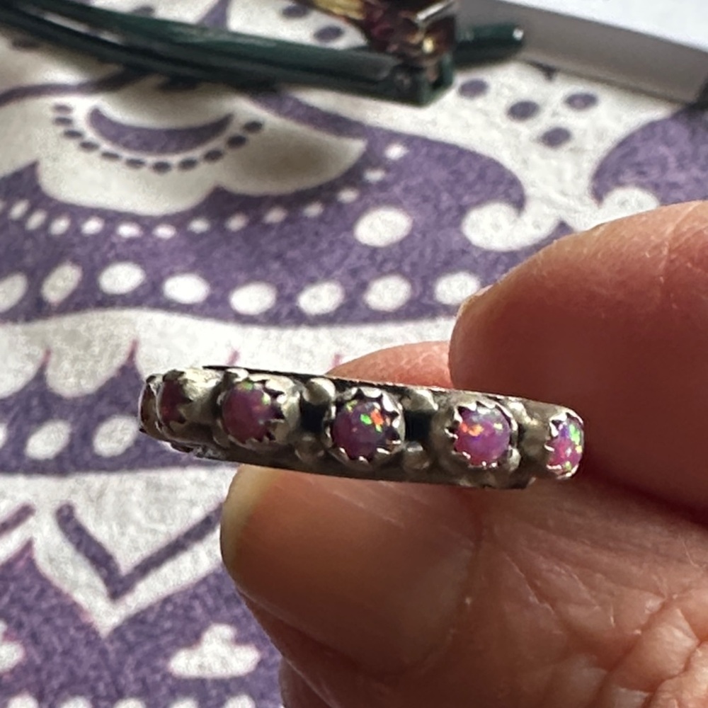 Pink Balloon Opal-Style Eternity Band size 8